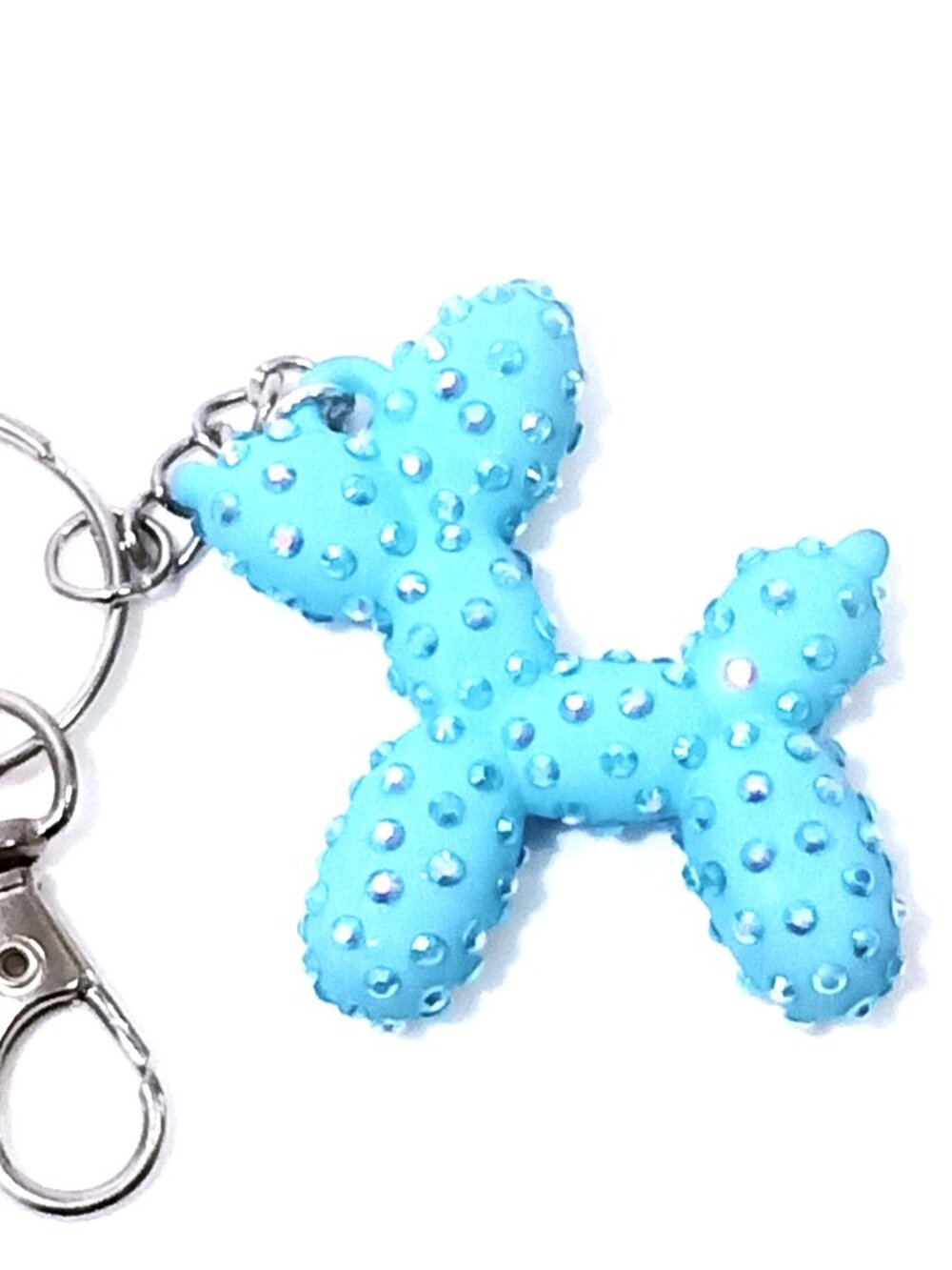 Small Balloon Dog Keychain, Purse Charm, Light Blue Bag Accessory